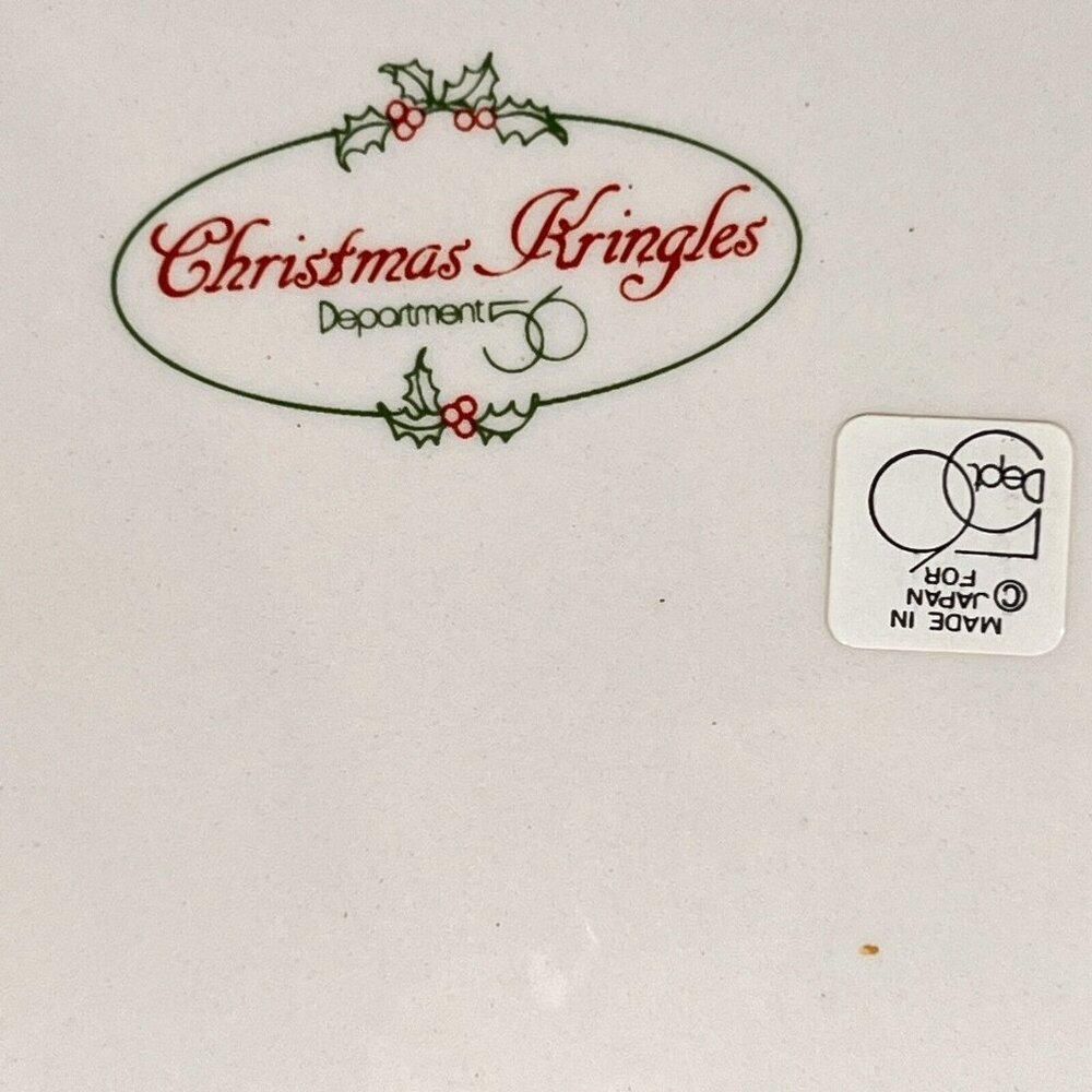 CHRISTMAS KRINGLES Dept 56 Ceramic Santa Platter Tray Hand Painted Japan Vtg - Picture 8 of 12